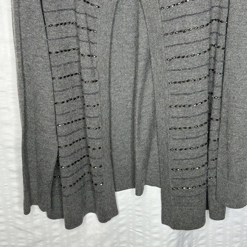 Talbots Sweater Womens 3x Gray Cardigan Beaded Lambswool Dressy Holiday Party - Picture 3 of 11